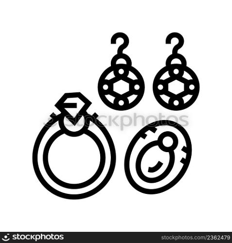 jewelry accessories line icon vector. jewelry accessories sign. isolated contour symbol black illustration. jewelry accessories line icon vector illustration