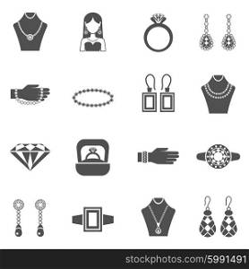 Jewelry Black White Icons Set . Jewelry black white icons set with pendants and necklaces flat isolated vector illustration