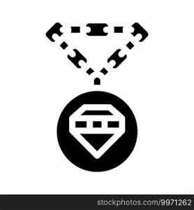jewelry chain with diamond glyph icon vector. jewelry chain with diamond sign. isolated contour symbol black illustration. jewelry chain with diamond glyph icon vector illustration