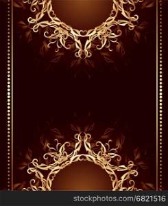 jewelry design from art painted, woven gold patterns on dark brown background&#xA;