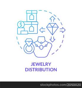 Jewelry distribution blue gradient concept icon. Luxury accessories wholesale. Delivery business service abstract idea thin line illustration. Vector isolated outline color drawing. Jewelry distribution blue gradient concept icon