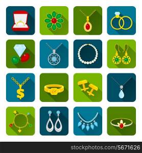 Jewelry icons set of expensive golden diamond treasures isolated vector illustration