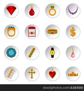 Jewelry items icons set in flat style isolated vector icons set illustration. Jewelry items icons set in flat style