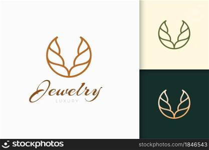 Jewelry logo in elegant and luxury shape for beauty and fashion