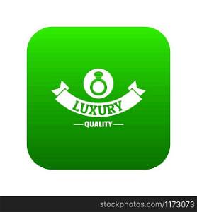 Jewelry quality icon green vector isolated on white background. Jewelry quality icon green vector