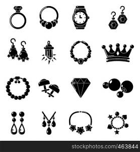 Jewelry shop icons set. Simple illustration of 16 jewelry shop vector icons for web. Jewelry shop icons set, simple style
