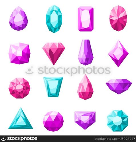 Jewels Icons Set. Jewels icons set in different colors and shape flat isolated vector illustration