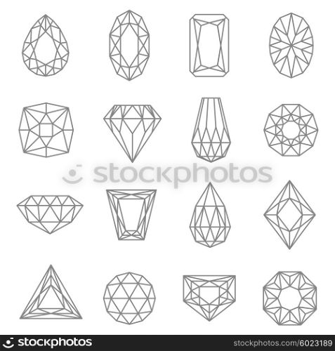 Jewels Line Icons Set . Jewels line icons set with classic design flat isolated vector illustration
