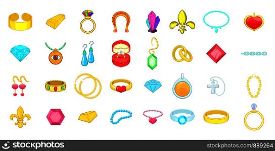 Jewerly icon set. Cartoon set of jewerly vector icons for your web design isolated on white background. Jewerly icon set, cartoon style