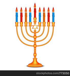 Jewish candle stand icon. Realistic illustration of jewish candle stand vector icon for web design isolated on white background. Jewish candle stand icon, realistic style