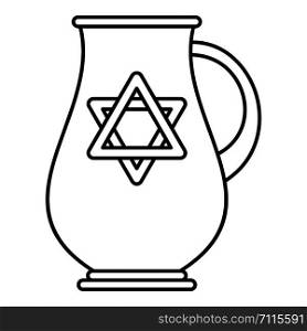 Jewish jug icon. Outline illustration of jewish jug vector icon for web design isolated on white background. Jewish jug icon, outline style