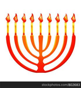 Jewish menorah icon. Cartoon of jewish menorah vector icon for web design isolated on white background. Jewish menorah icon, cartoon style