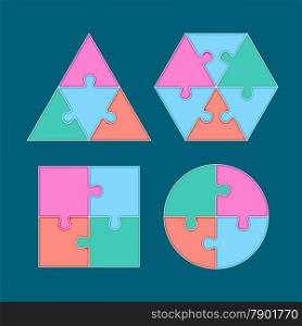 Jigsaw arrange to geometry shape. Vector template for web design, diagram or print media&#xA;