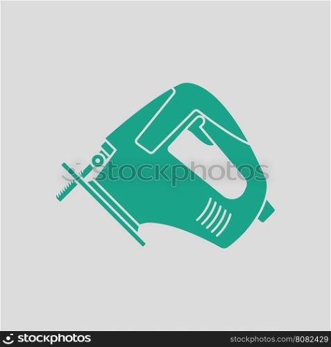 Jigsaw icon. Gray background with green. Vector illustration.
