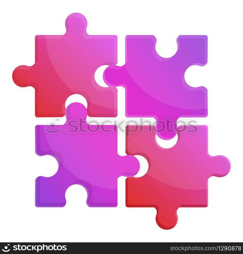 Jigsaw pieces icon. Cartoon of jigsaw pieces vector icon for web design isolated on white background. Jigsaw pieces icon, cartoon style
