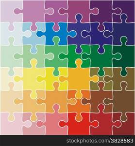 Jigsaw puzzle color of the rainbow. Vector illustration.