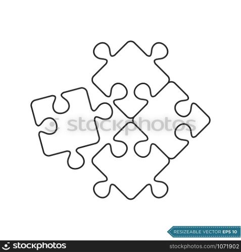 Jigsaw Puzzle Icon Vector Template Flat Design