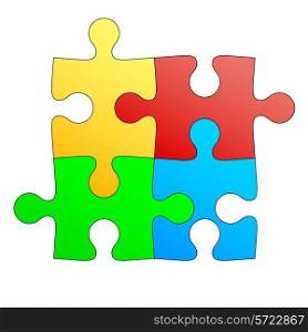 Jigsaw puzzle in four colors. Vector illustration.