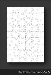 Jigsaw puzzle mockup templates, 54 pieces, vector illustration