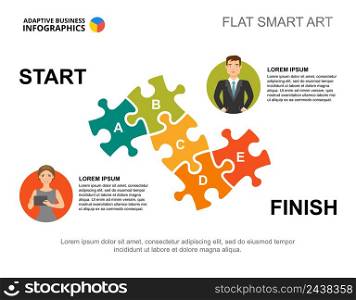 Jigsaw puzzle process chart template. Business data. Abstract elements of diagram, graphic. Partnership, startup, marketing, teamwork creative concept for infographic, project layout.