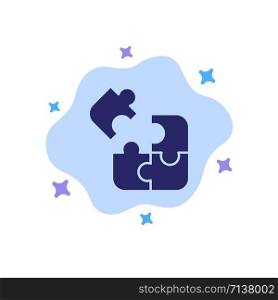 Jigsaw, Puzzle, Science, Solution Blue Icon on Abstract Cloud Background