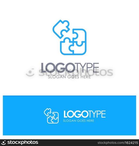 Jigsaw, Puzzle, Science, Solution Blue outLine Logo with place for tagline