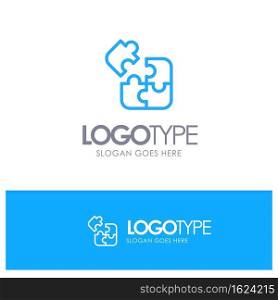 Jigsaw, Puzzle, Science, Solution Blue outLine Logo with place for tagline