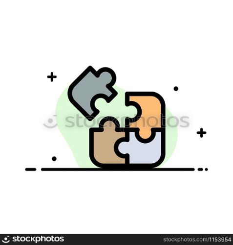 Jigsaw, Puzzle, Science, Solution Business Flat Line Filled Icon Vector Banner Template