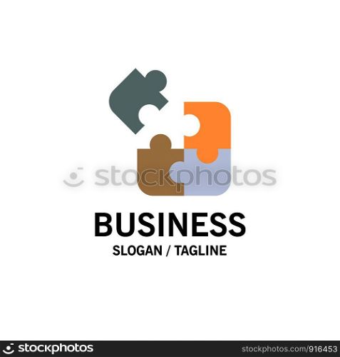 Jigsaw, Puzzle, Science, Solution Business Logo Template. Flat Color