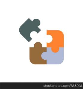 Jigsaw, Puzzle, Science, Solution Flat Color Icon. Vector icon banner Template