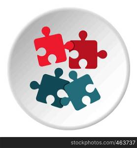 Jigsaw puzzles icon in flat circle isolated vector illustration for web. Jigsaw puzzles icon circle