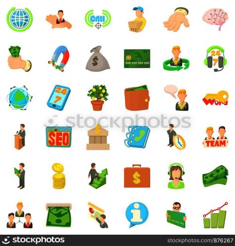 Job contract icons set. Cartoon style of 36 job contract vector icons for web isolated on white background. Job contract icons set, cartoon style