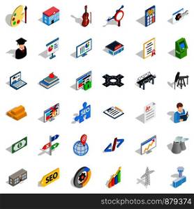 Job contract icons set. Isometric style of 36 job contract vector icons for web isolated on white background. Job contract icons set, isometric style