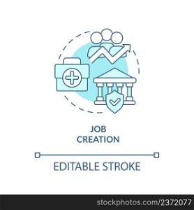Job creation turquoise concept icon. Development plan. Heritage conservation policy abstract idea thin line illustration. Isolated outline drawing. Editable stroke. Arial, Myriad Pro-Bold fonts used. Job creation turquoise concept icon