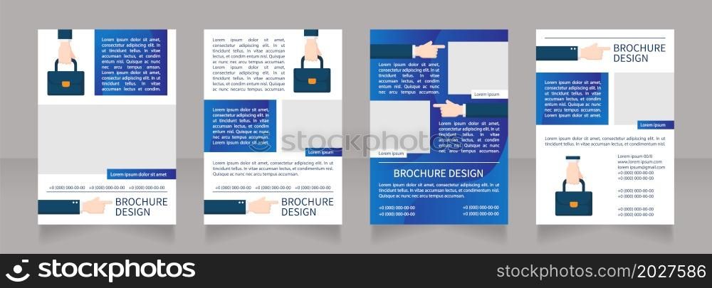 Job description promotional blank brochure layout design. Vertical poster template set with empty copy space for text. Premade corporate reports collection. Editable flyer 4 paper pages. Job description promotional blank brochure layout design