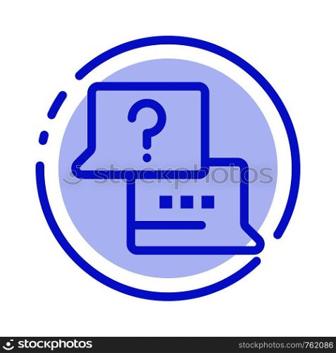 Job, Find, Laptop, Chat Blue Dotted Line Line Icon