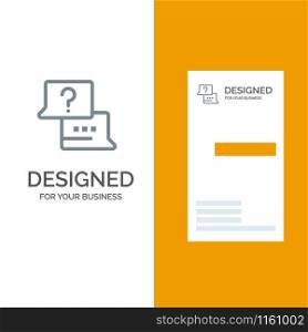 Job, Find, Laptop, Chat Grey Logo Design and Business Card Template