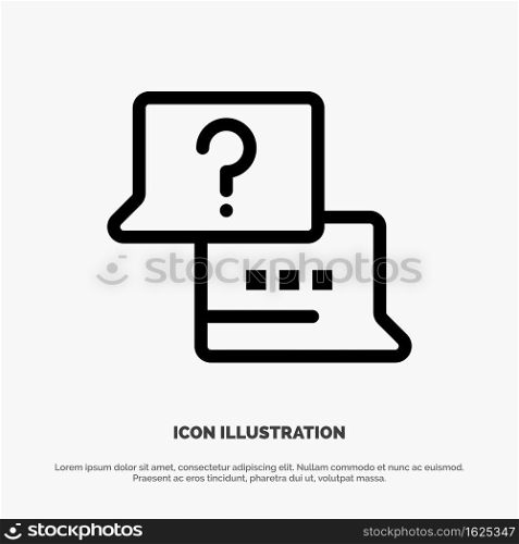 Job, Find, Laptop, Chat Line Icon Vector