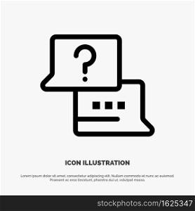 Job, Find, Laptop, Chat Line Icon Vector