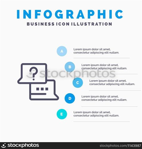 Job, Find, Laptop, Chat Line icon with 5 steps presentation infographics Background