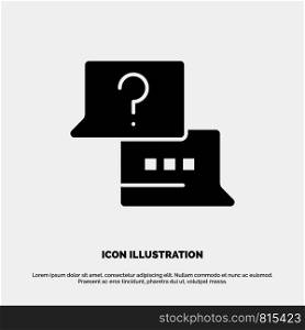 Job, Find, Laptop, Chat solid Glyph Icon vector