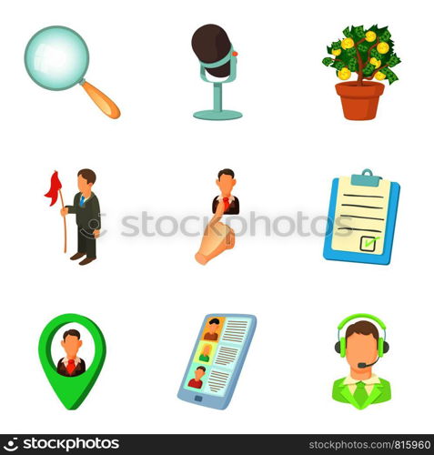 Job icons set. Cartoon set of 9 job vector icons for web isolated on white background. Job icons set, cartoon style