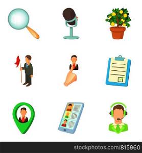 Job icons set. Cartoon set of 9 job vector icons for web isolated on white background. Job icons set, cartoon style