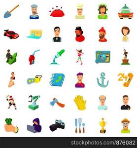 Job icons set. Cartoon style of 36 job vector icons for web isolated on white background. Job icons set, cartoon style