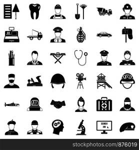 Job icons set. Simple style of 36 job vector icons for web isolated on white background. Job icons set, simple style