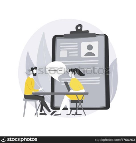 Job interview abstract concept vector illustration. Employment process, choosing a candidate, prepare for interview, answer questions, job applicant, recruiter, hiring manager abstract metaphor.. Job interview abstract concept vector illustration.