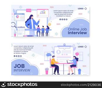 Job Interview Meeting and Candidate of Employment or Hiring Banner Template Flat Illustration Editable of Square Background for Social Media