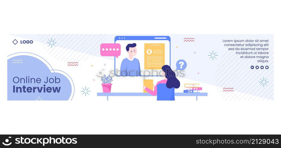 Job Interview Meeting and Candidate of Employment or Hiring Banner Template Flat Illustration Editable of Square Background for Social Media