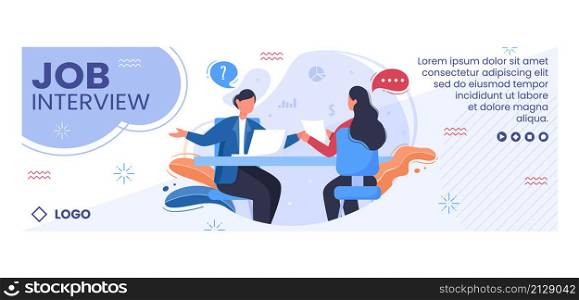Job Interview Meeting and Candidate of Employment or Hiring Cover Template Flat Illustration Editable of Square Background for Social Media