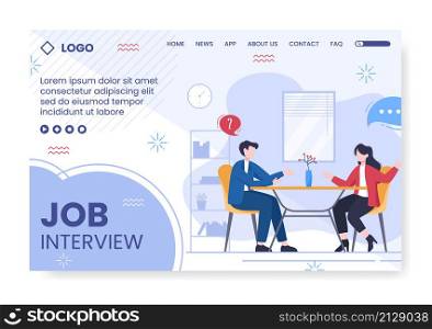 Job Interview Meeting and Candidate of Employment or Hiring Landing Page Template Flat Illustration Editable of Square Background for Social Media